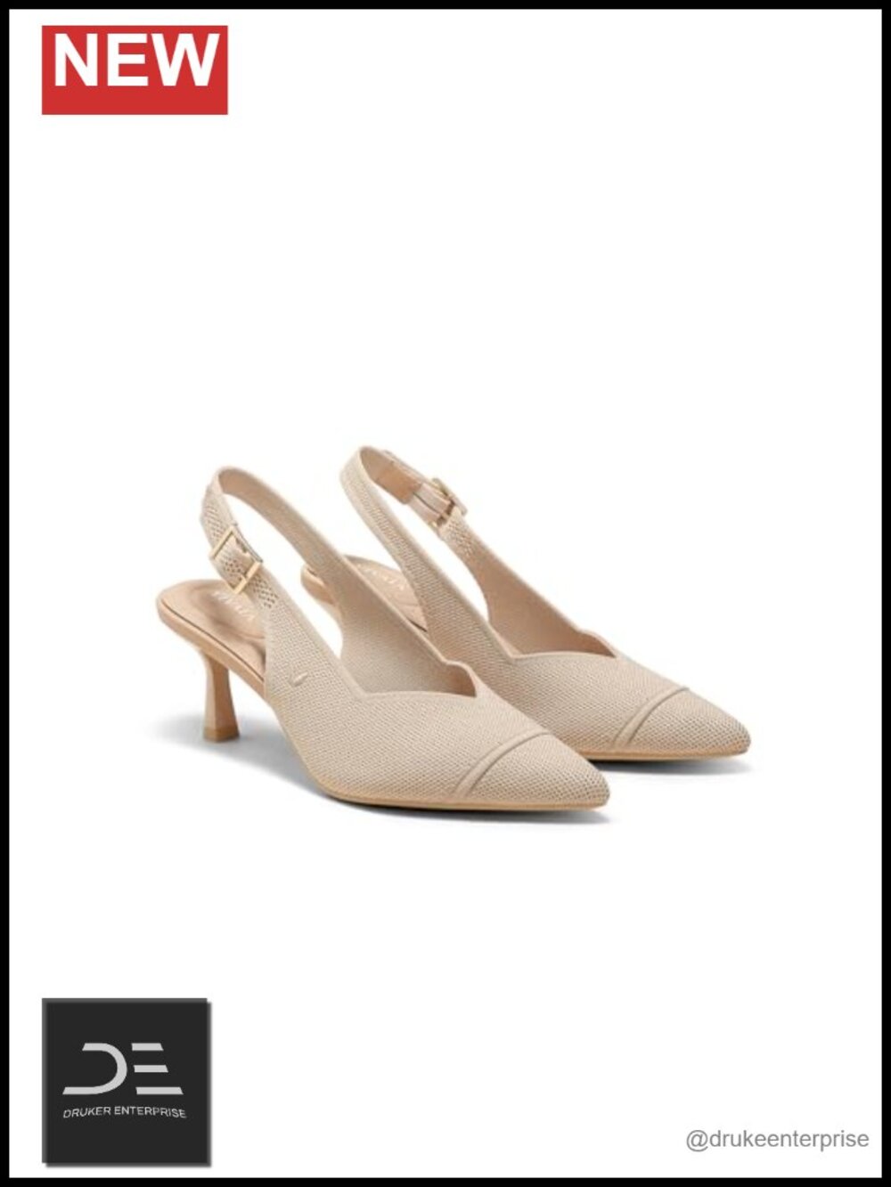 Pointed-Toe Slingback Sandals Mid Heels Arch Support Womens Dress Shoes